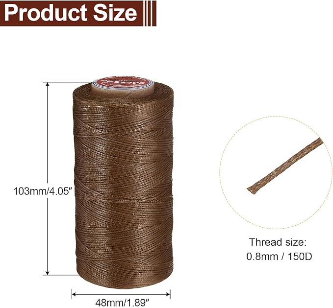 uxcell Flat Leather Sewing Waxed Thread, 270m / 295 Yards Polyester Wax String - Image 2