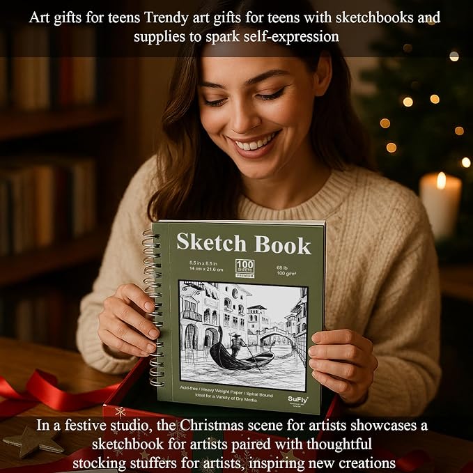 SuFly Small Sketch Book 5.5"x8.5", Spiral Bound Sketchbook Hardcover - Image 6