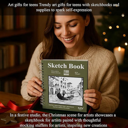 SuFly Small Sketch Book 5.5"x8.5", Spiral Bound Sketchbook Hardcover - Image 6