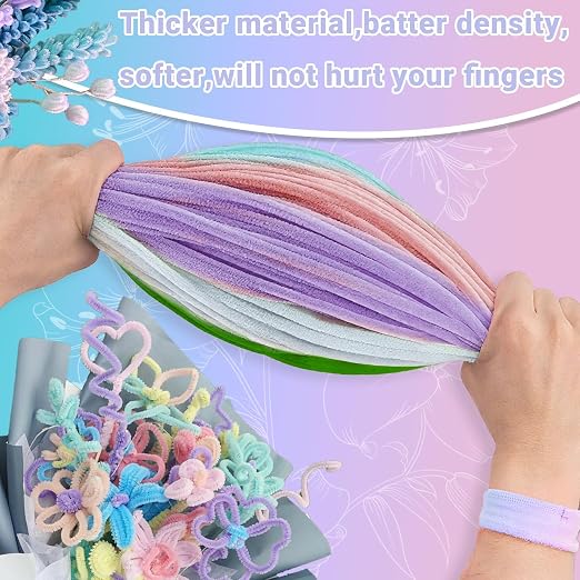 400 Pcs Pipe Cleaners Craft Kit and Craft Supplies Set, 4 Colors Chenille Stems - Image 3
