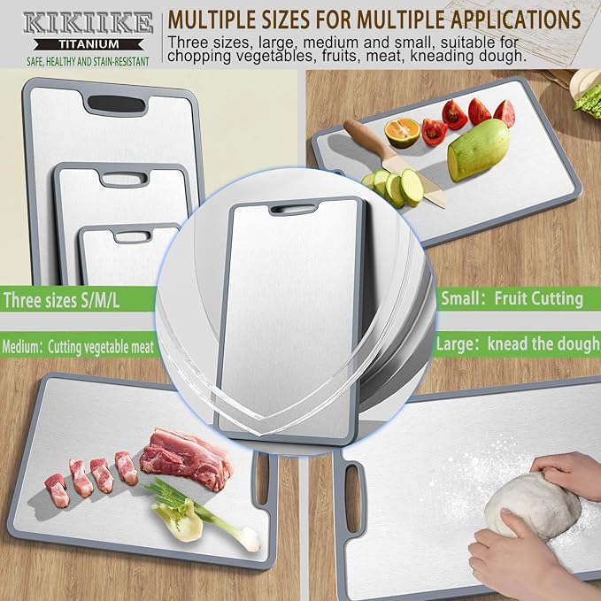 Titanium Cutting Board Double-sided non-slip silicone edging Pure Titanium - Image 5