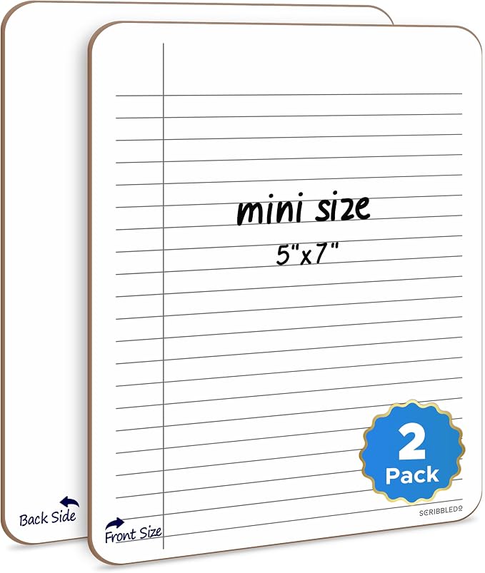 SCRIBBLEDO Dry Erase 5"x7" Mini Notebook College Ruled Lined Board 2 Pack by Scribbledo