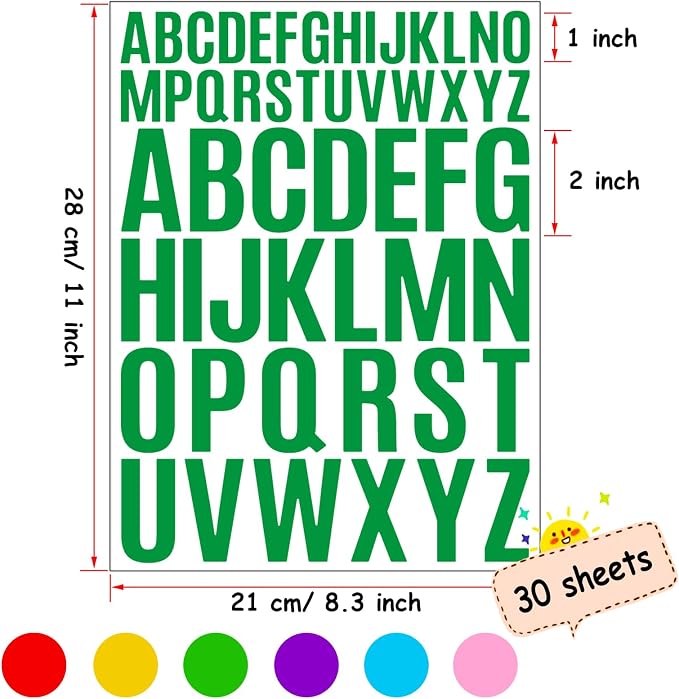 Bemeol Letter Stickers 1560 Pieces 30 Sheets Stick on Vinyl Letters Capital - Image 3
