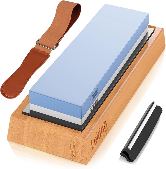 Leking Professional Knife Sharpener & Sharpening Stone Set: 1000/6000 Grit by Leking