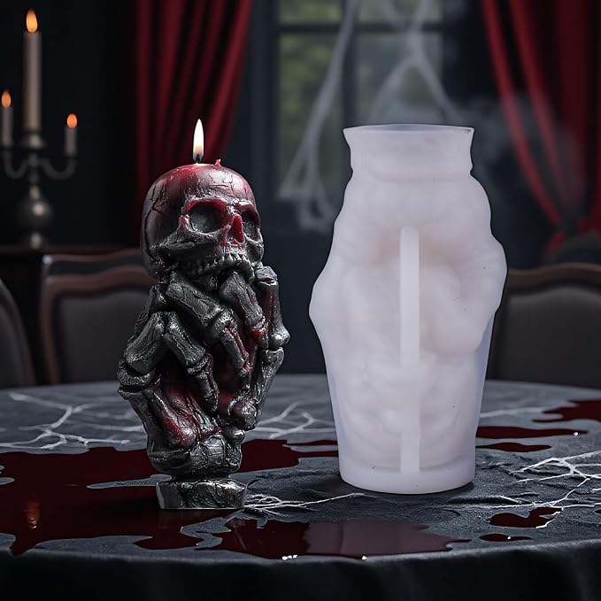 Skull Hand Ghost Cylinder Molds Silicone Wave Spiral Candle Mold - Image 3