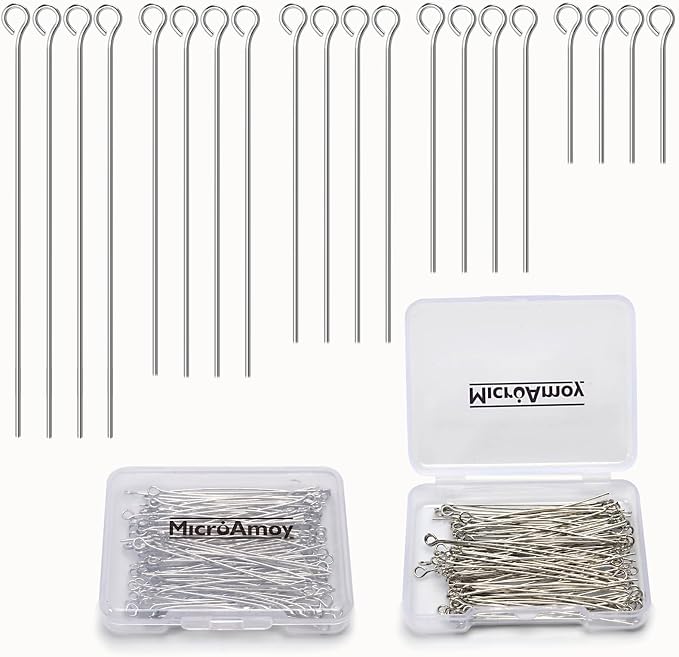 100pcs Silver Filled Eye Pins Non Tarnish Craft Earring Bracelet Jewelry Making by MICROAMOY