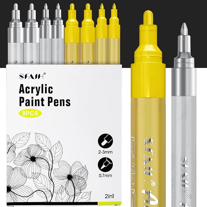 SFAIH Gold & Silver Acrylic Paint Markers by SFAIH