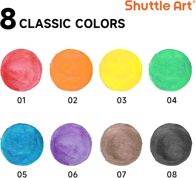 Shuttle Art 40 Pack Watercolor Paint Set, 8 Colors Watercolor Paint - Image 2