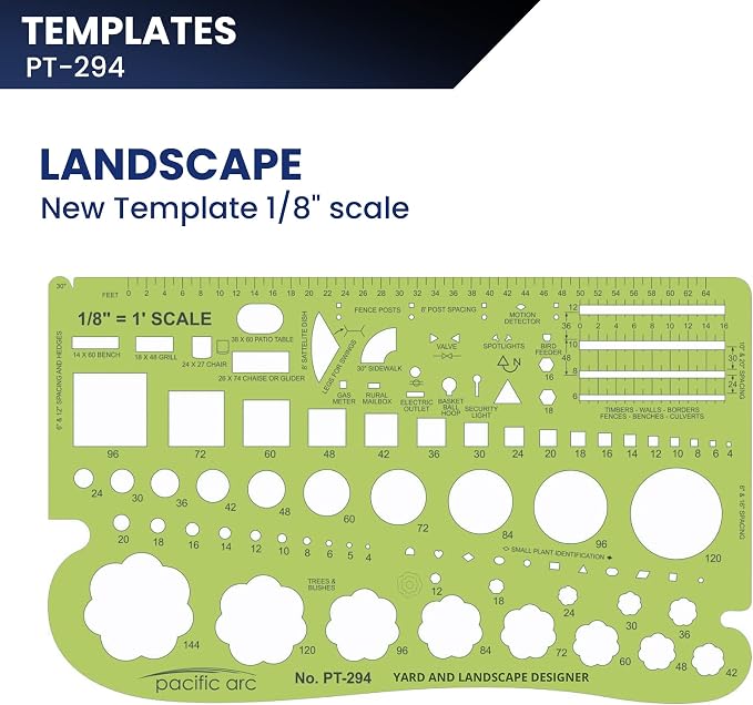 Pacific Arc, Landscape Template, 1/8 inch Scale, Drawing aid Stencil - Image 2