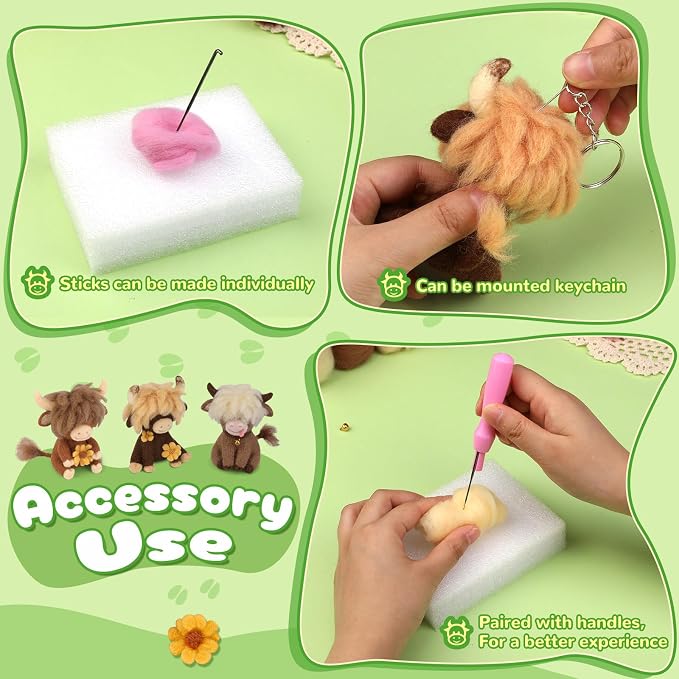 Yizzvb Needle Felting Kit, Highland Cow Needle Felt Beginner Kits - Image 5