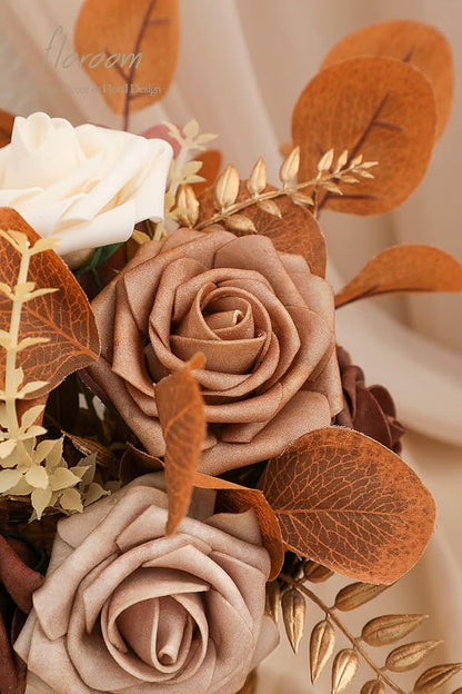 Floroom Artificial Flowers 25pcs Real Looking Earth Tones Ombre Colors Foam - Image 4