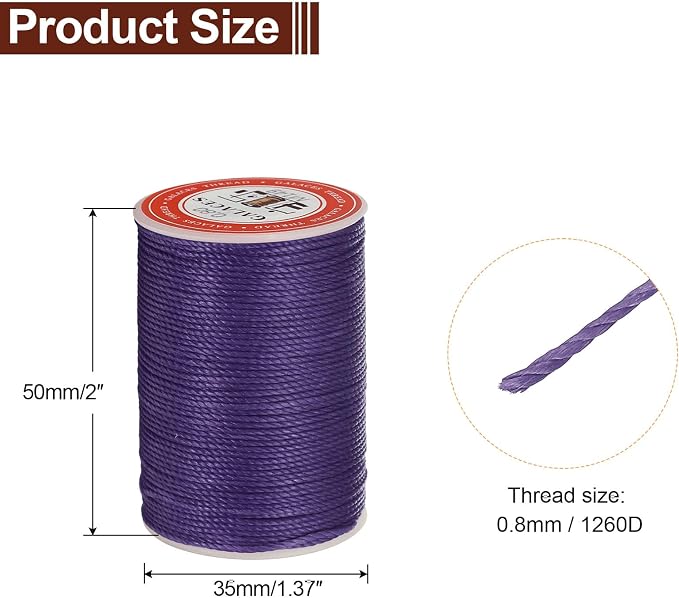 uxcell Round Leather Sewing Waxed Thread, 55m / 60 Yards Wax Polyester String - Image 2