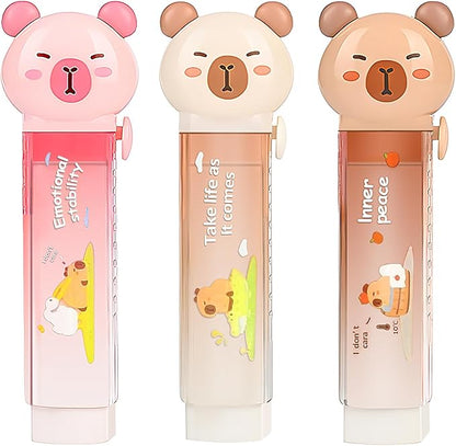 3Pcs Retractable Pencil Erasers, Cute Erasers, Kawaii Capybara Eraser, Suitable by Unknown