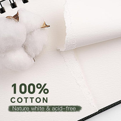 Watercolor Paper Pad, Fuumuui 5.5 * 8.5 inch 100% Cotton Paper, Spiral Bound - Image 2