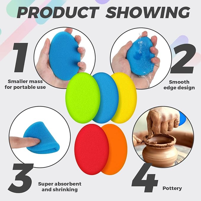 Jexine 30 Pieces Pottery Sponge - Image 5