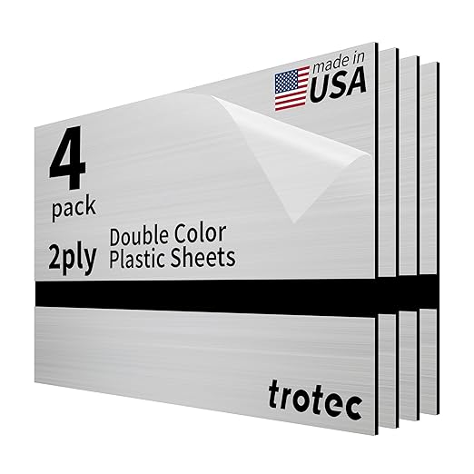 Trotec | Metallic Looking Acrylic Sheet | 12"x20"x1/16, Name Plate | USA Made by TrotecEngravingSupplies