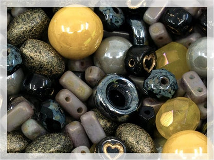 2.1oz Mix of Unique Czech Bohemia Glass Pressed Beads, Matte and Glossy - Image 3