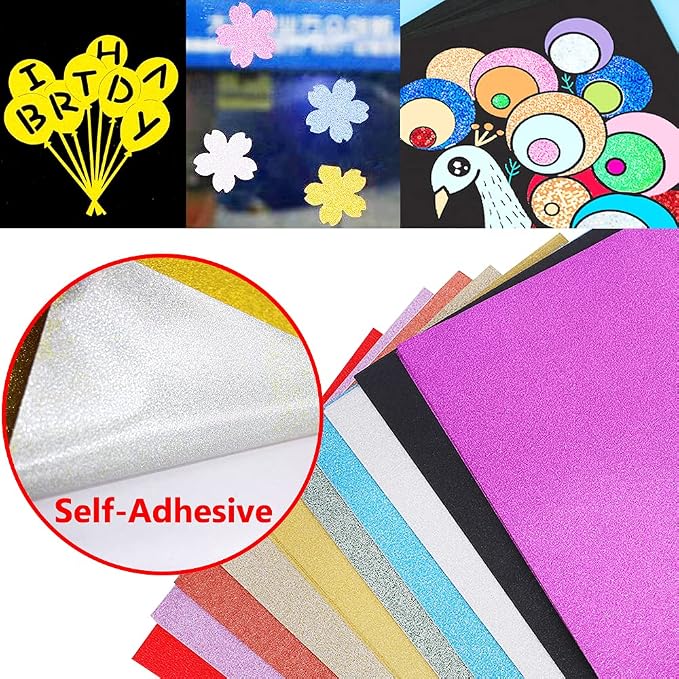 UCEC Glitter Cardstock Paper, 50 Sheets 10 Colors, 8.3 x 11.7 Inch - Image 4