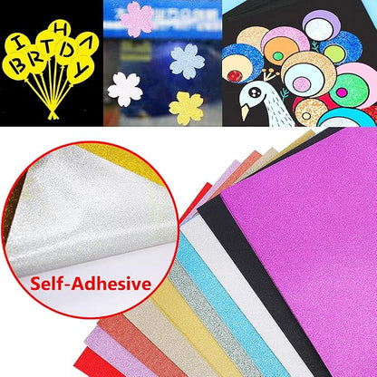 UCEC Glitter Cardstock Paper, 50 Sheets 10 Colors, 8.3 x 11.7 Inch - Image 4