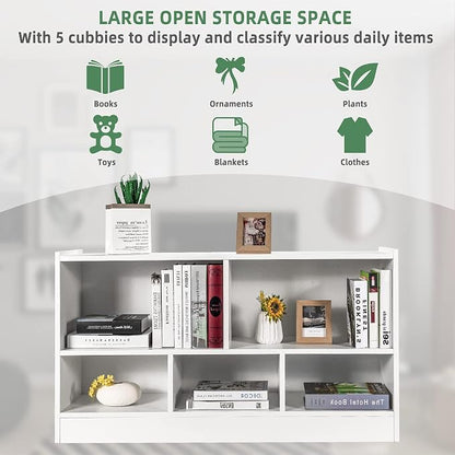Tangkula 5 Cube Bookcase, 2 Tier Wooden Storage Open Bookshelf, Kid's Playroom - Image 7