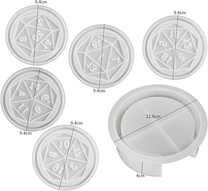 6 Pack Dice Tray Mold + Coaster Mold Holder Mold Resin Clay Jewelry Casting - Image 6