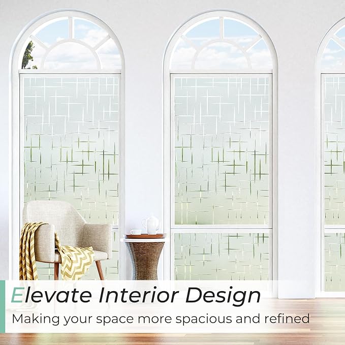 DOWELL Window Privacy Film Frosted Glass Window Film, Sun Blocking Non-Adhesive - Image 3