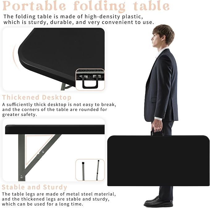 Set of 2 Square Folding Table 34in Multi-Functional Portable Folding Card Table - Image 3
