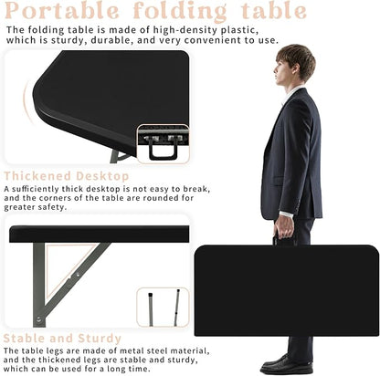 Set of 2 Square Folding Table 34in Multi-Functional Portable Folding Card Table - Image 3