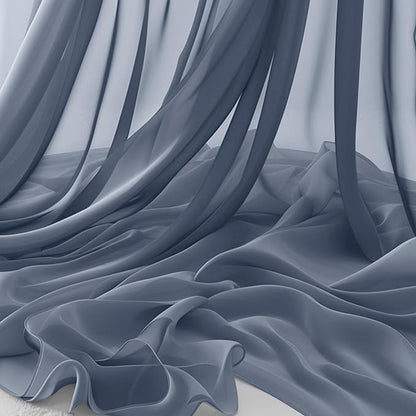 Horbaunal Dusty Blue Chiffon Fabric by The Yard, 1 Yard Continuous Sheer Fabric by Horbaunal