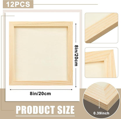 Kathfly 12 Pcs 8 x 8'' Wood Panel Boards, Unfinished Wood Canvas Panels - Image 2