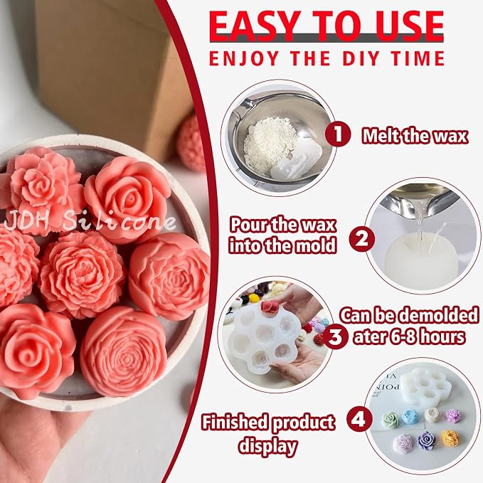 7 Sets Flower Candle molds, 3D Valentin e's Day Mold - Image 5