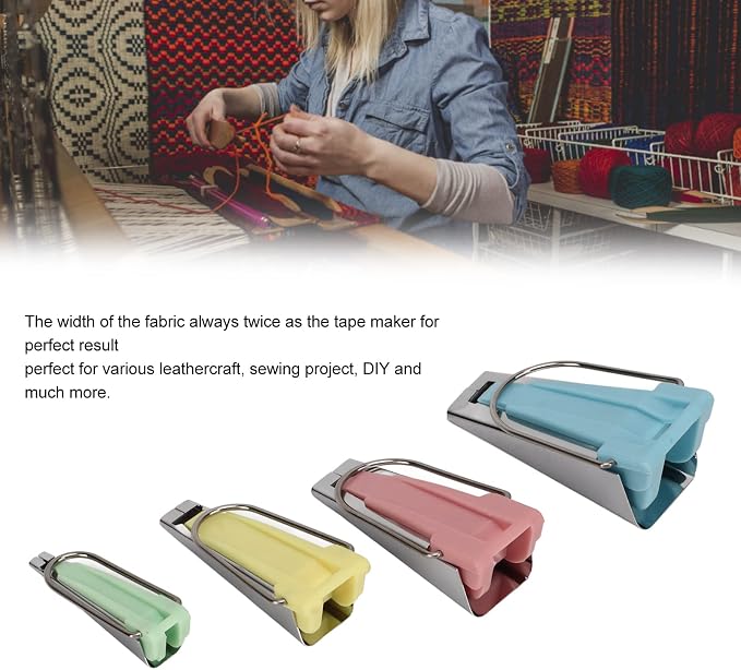 Bias Tape Makers Kit 4 Size costura, 1/4inch 1/2inch 3/4inch 1inch DIY Quilting - Image 2