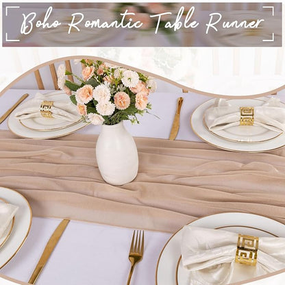 Champagne Chiffon Table Runner 30 x 120 Inches Sheer Table Runner 10ft Romantic - Image 4