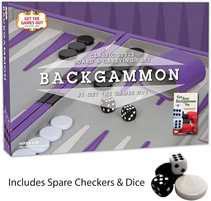Get The Games Out Backgammon Set, Classic Board Game Case, 2 Players, Includes - Image 8