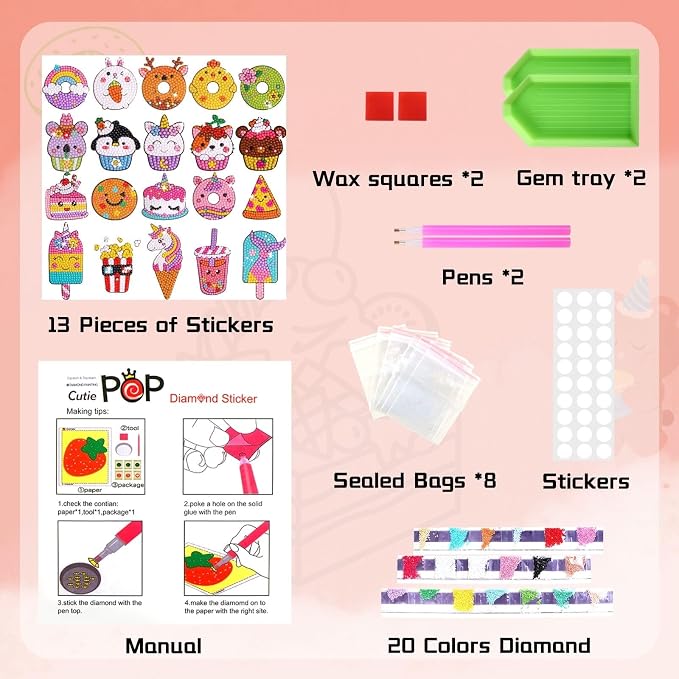 Cymbana Diamond Painting Kits for Kids 20 Pcs Desserts Contains Cupcake - Image 6