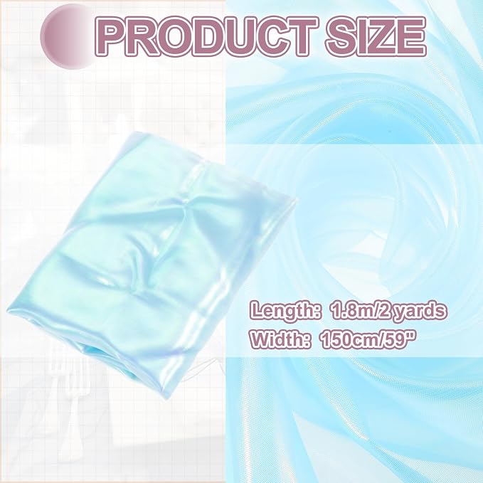 MECCANIXITY Iridescent Sheer Organza Fabric, 2 Yards x 59 Inches Solid Laser - Image 2