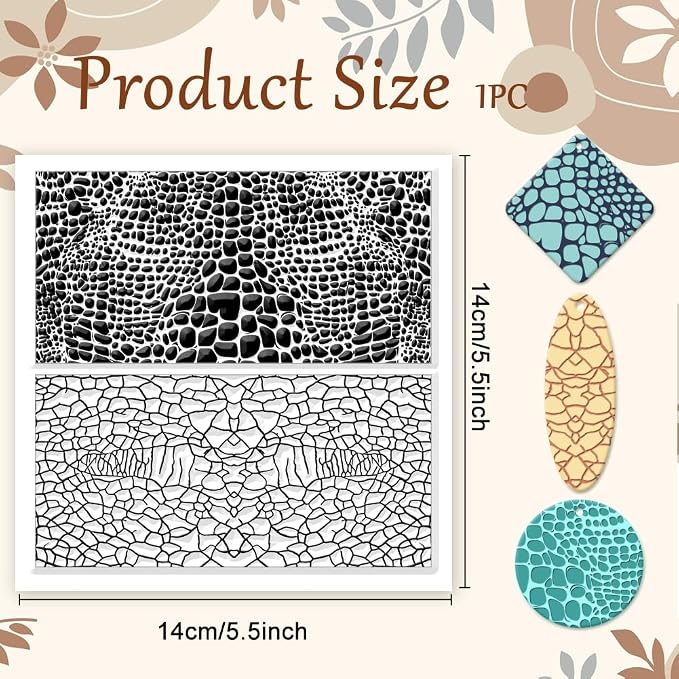 CHGCRAFT Leather Cracks Polymer Clay Texture Sheets Alligator Leather Flaw - Image 2