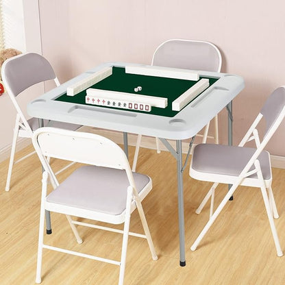 PEXMOR 35" Foldable Mahjong Table, 4 Player Card Game Table w/Cup Holders & by PEXMOR