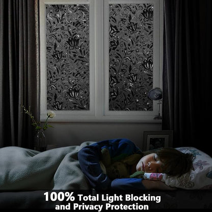LEMON CLOUD Total Blackout Window Film Privacy Static Cling Frosted Black - Image 6