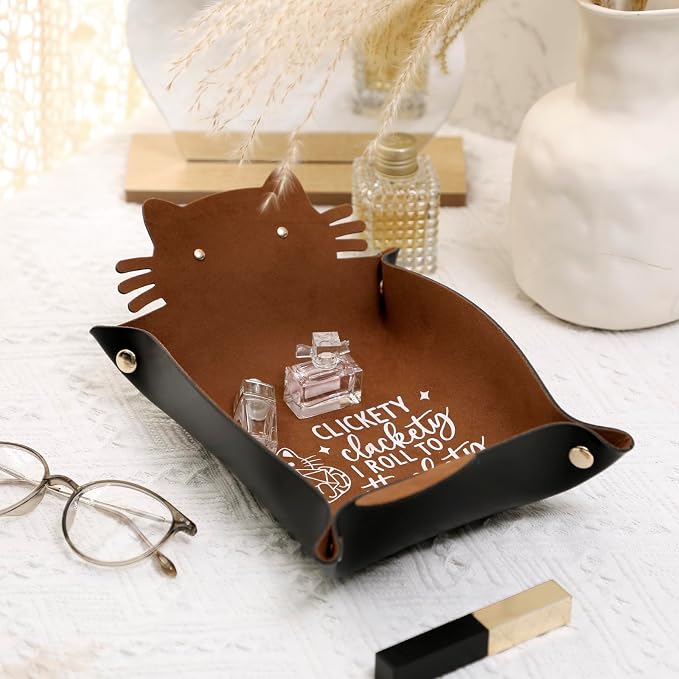Cat Dice Rolling Tray Novelty Folding Leather Dice Holder Portable Dice Storage - Image 6