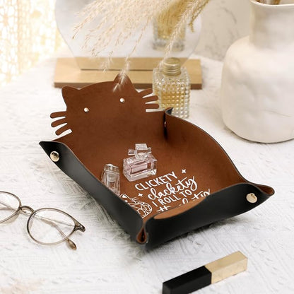 Cat Dice Rolling Tray Novelty Folding Leather Dice Holder Portable Dice Storage - Image 6