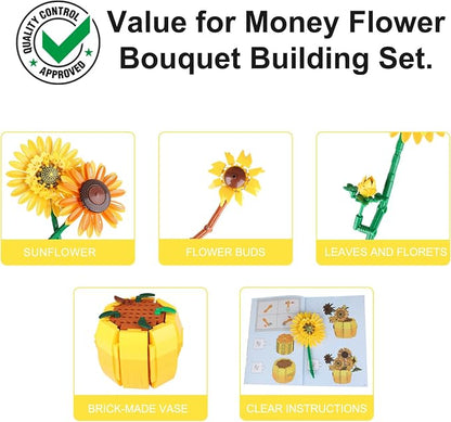 Sunflower Building Blocks Set for Adults, Van Gogh Art Botanical Collection - Image 3