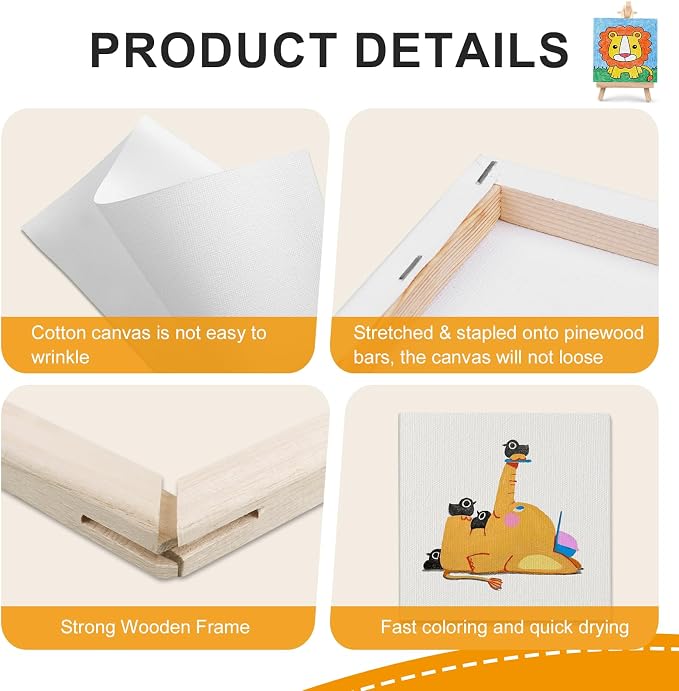 ESRICH Small Stretched Canvas for Painting 6x6 inch, 2/5''Profile Art Primed 8 - Image 4