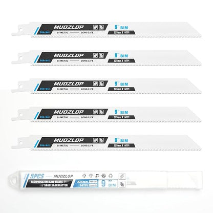 5 Pack 9 inch Reciprocating Saw Blades Set, 14 TPI High Carbon Saw Blades by Unknown
