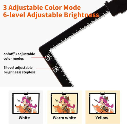 Wireless Rechargeable A3 LED Light Pad w/Built-in Foldable Stand, 3 Color Tone - Image 5
