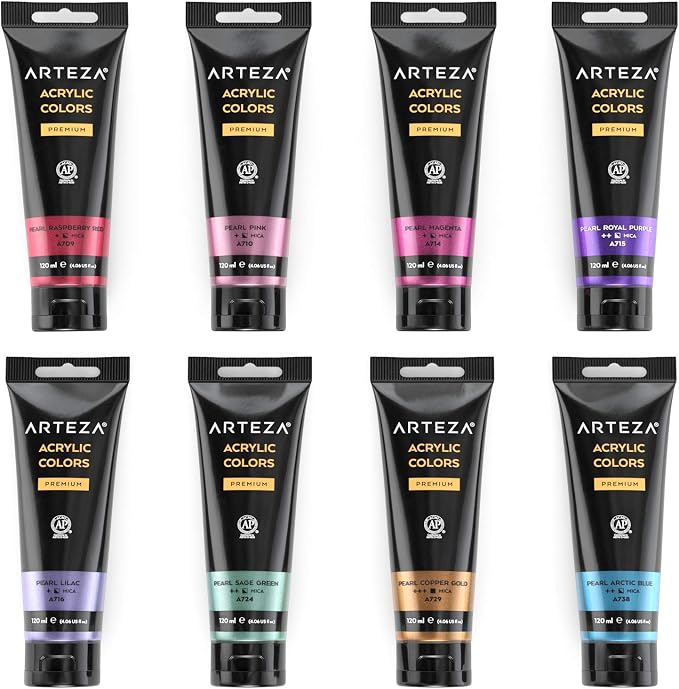 Arteza Metallic Acrylic Paint, Rich Pigments, Non Fading, Non Toxic Paints - Image 8