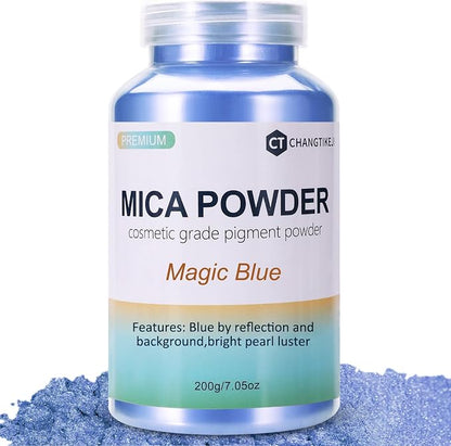 Mica Powder, 7.05OZ（200g）, Magic Blue Mica Powder Pigment by CHANGTIKEJIWelcomeYouOrder