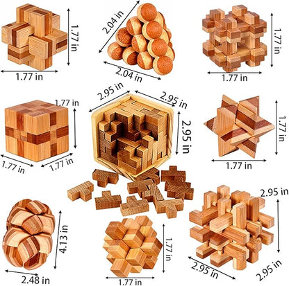 18 Pack Wooden Brain Teaser Puzzles Stress Relief Toys Wooden Burr Puzzles - Image 7