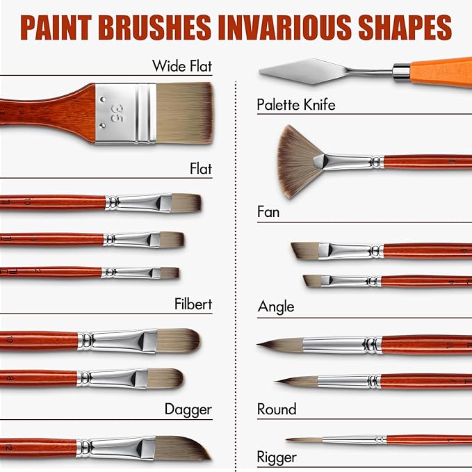 14pcs Acrylic Paint Brushes, Professional Synthetic Bristles Paint Brush Set - Image 6
