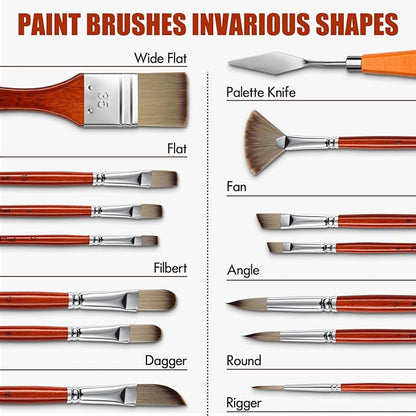 14pcs Acrylic Paint Brushes, Professional Synthetic Bristles Paint Brush Set - Image 6